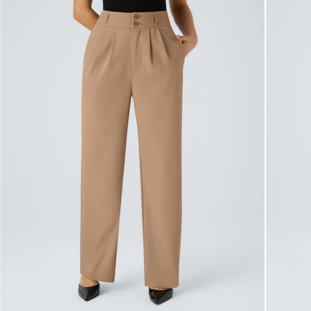 Halara NWT #15 High Waisted Button Zipper Side Pocket Straight Leg Work Pants